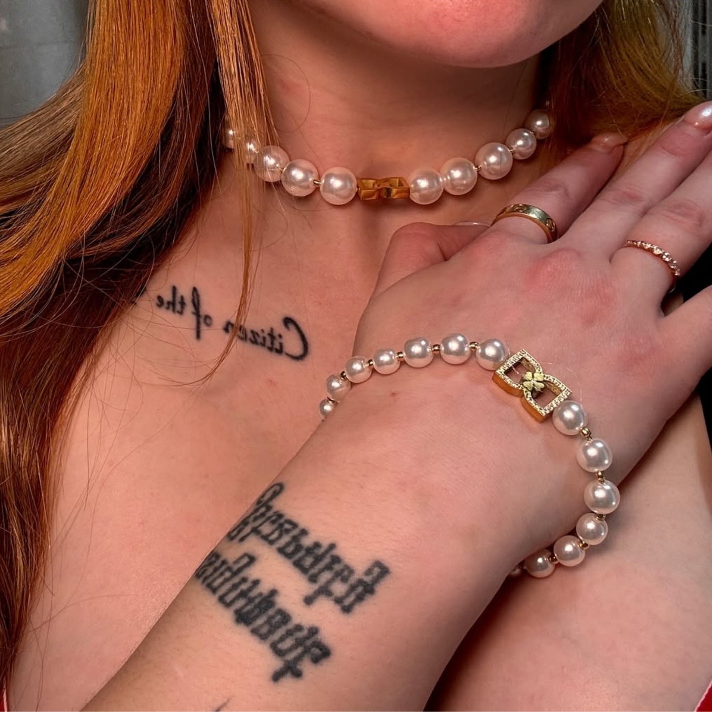 DD Pearl Choker Diamonds - Gold