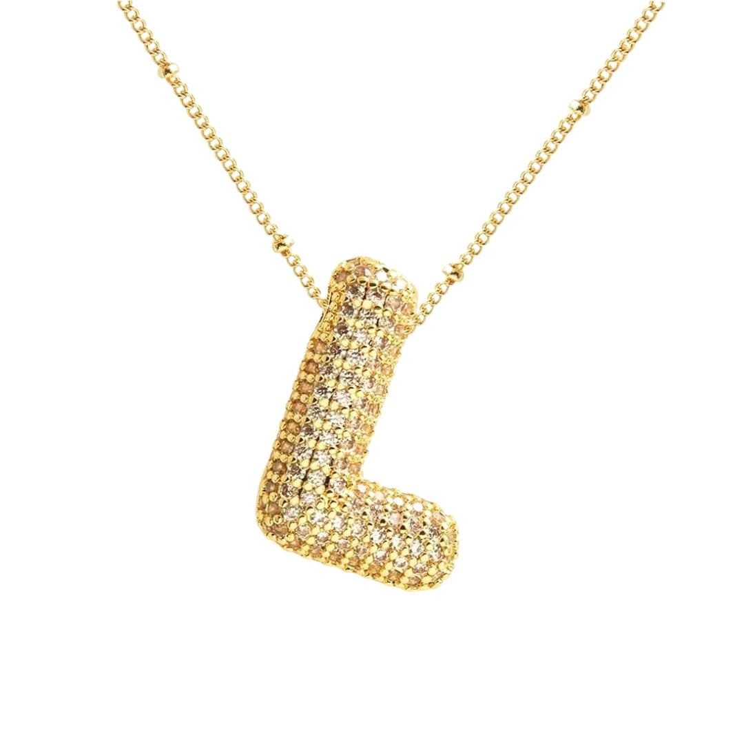 Chunky Diamond Letter Necklace - Gold