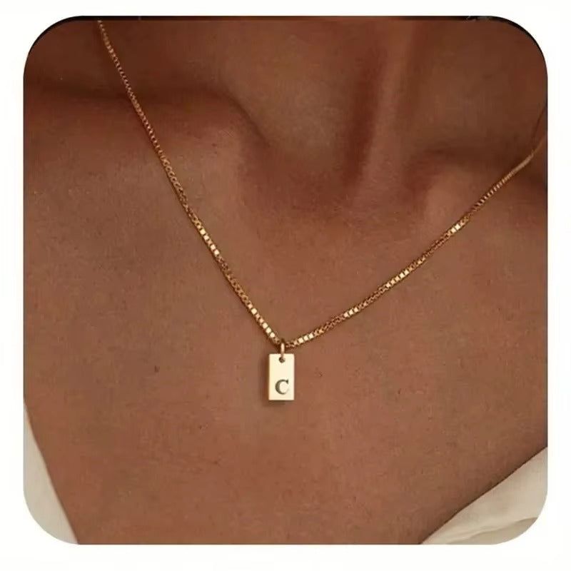 Flat Letter Necklace - Gold