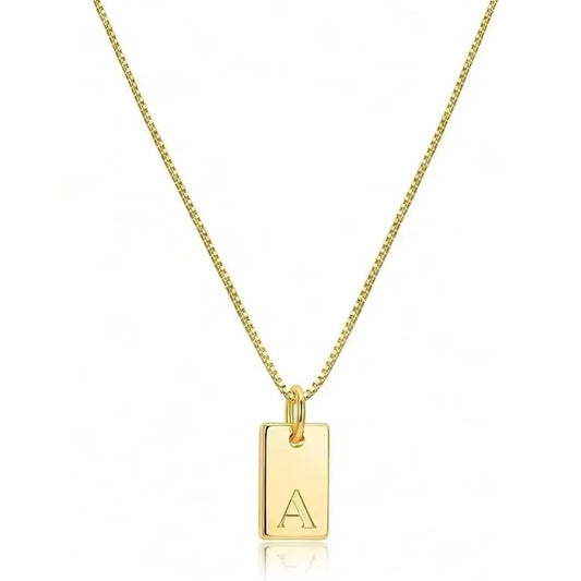 Flat Letter Necklace - Gold