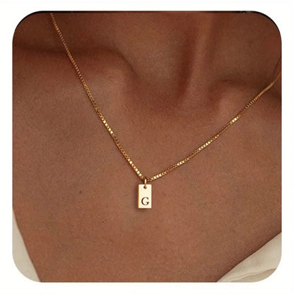 Flat Letter Necklace - Gold