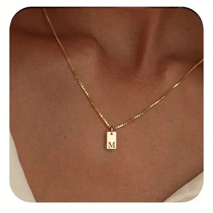 Flat Letter Necklace - Gold
