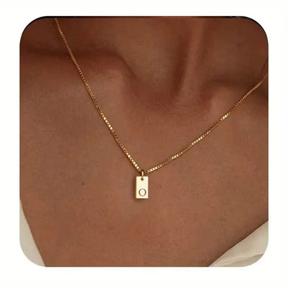 Flat Letter Necklace - Gold