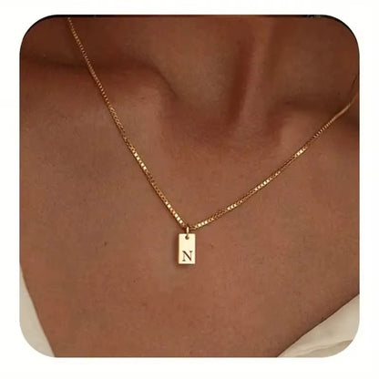 Flat Letter Necklace - Gold