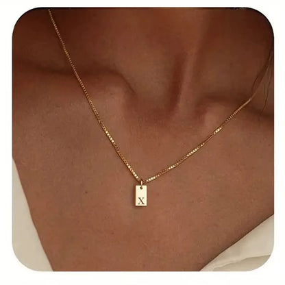Flat Letter Necklace - Gold