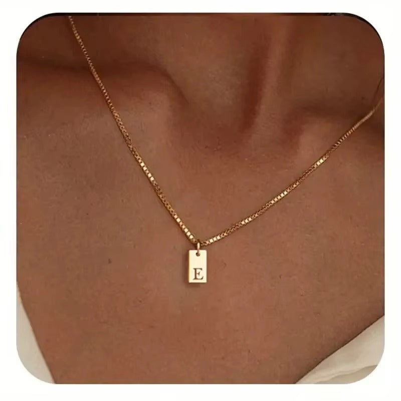 Flat Letter Necklace - Gold