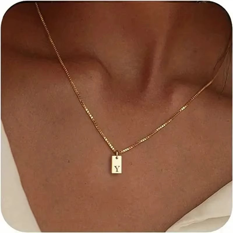 Flat Letter Necklace - Gold