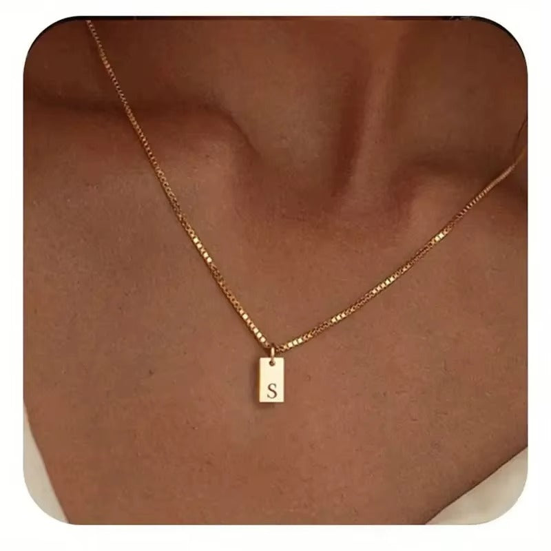 Flat Letter Necklace - Gold