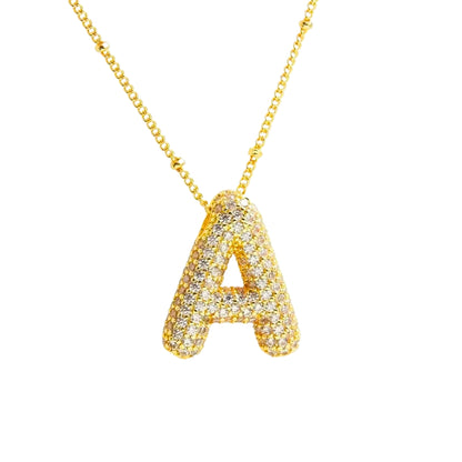 Chunky Diamond Letter Necklace - Gold