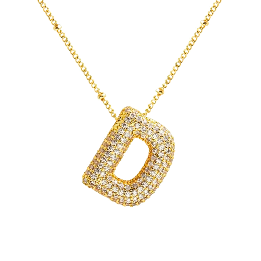 Chunky Diamond Letter Necklace - Gold