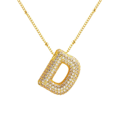 Chunky Diamond Letter Necklace - Gold