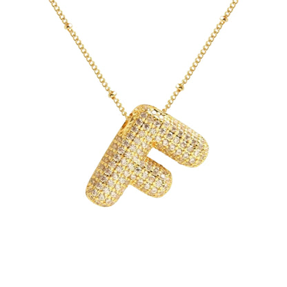 Chunky Diamond Letter Necklace - Gold