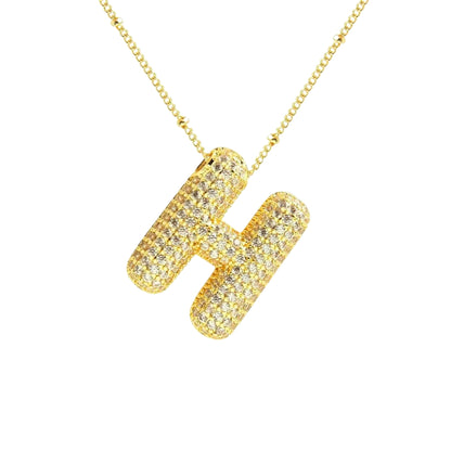 Chunky Diamond Letter Necklace - Gold