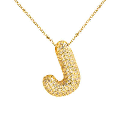 Chunky Diamond Letter Necklace - Gold