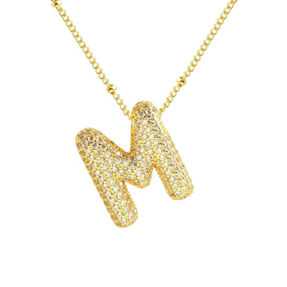 Chunky Diamond Letter Necklace - Gold