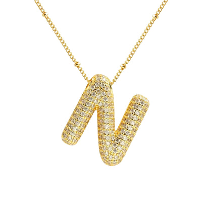 Chunky Diamond Letter Necklace - Gold