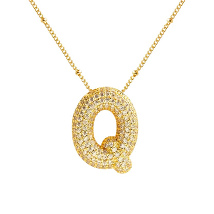 Chunky Diamond Letter Necklace - Gold