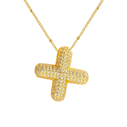 Chunky Diamond Letter Necklace - Gold